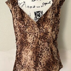 Leopard Print V-Neck Women's Top